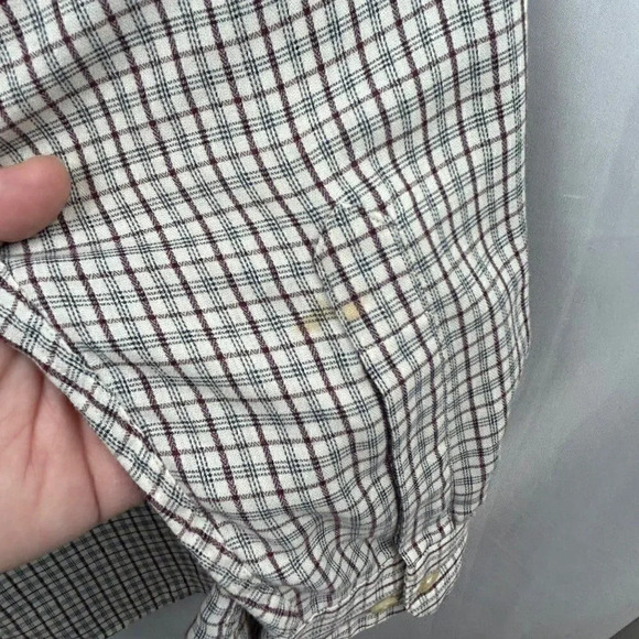 Yves Saint Laurent Shirt, Button Front, Check, Plaid, Blue White Red, Neck 16 - Picture 9 of 9